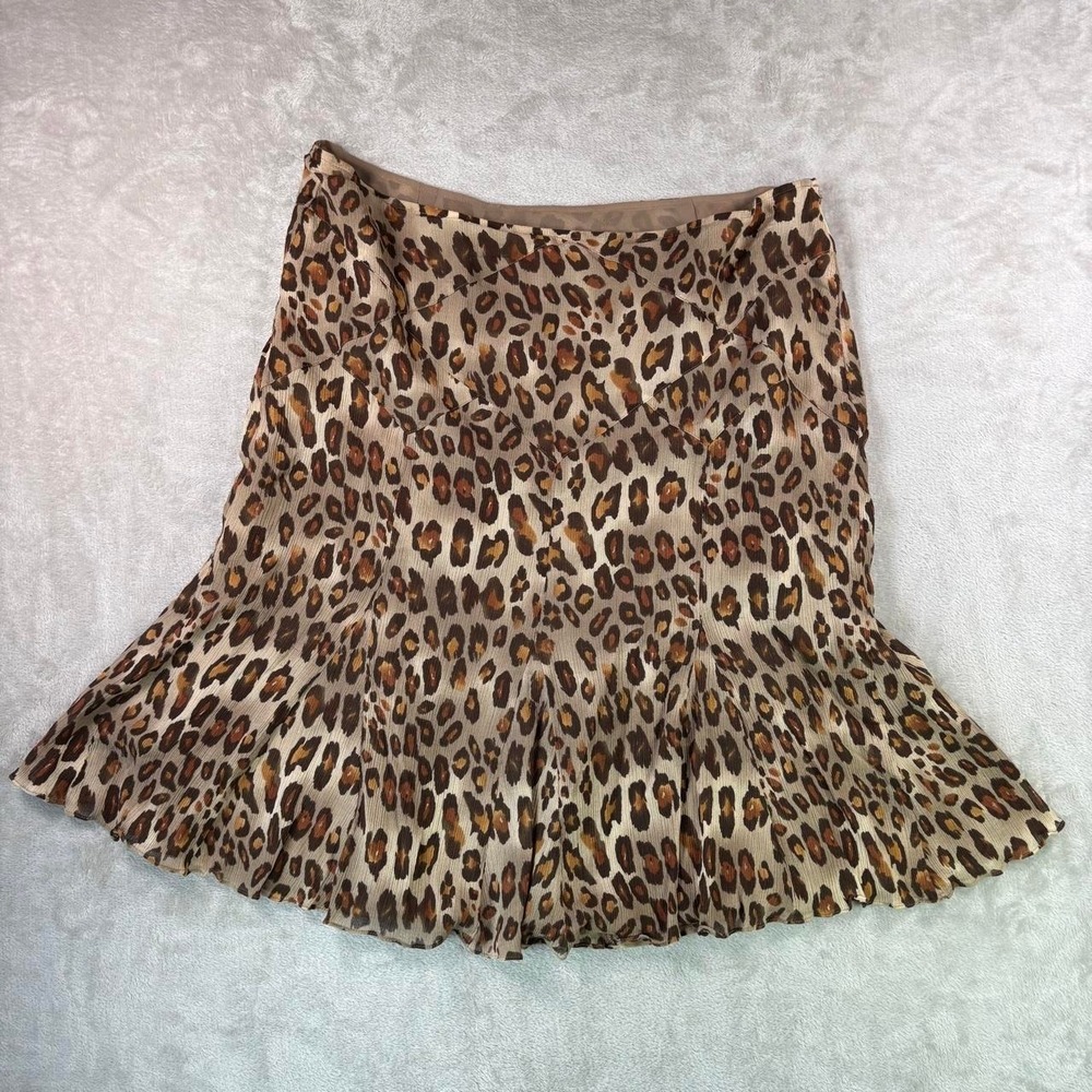 VINTAGE Emanuel Ungaro silk leopard print pleated skirt